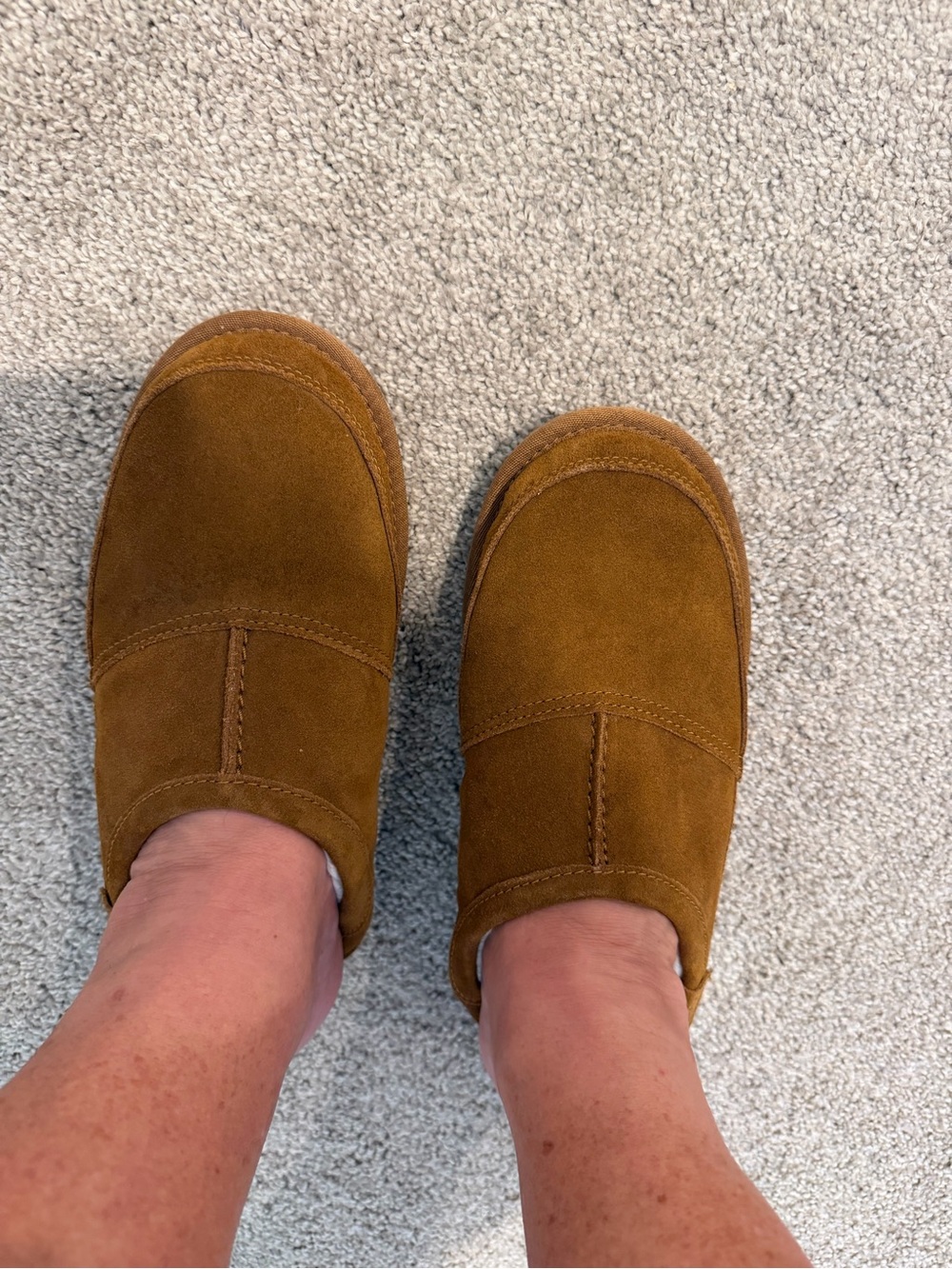 Koolaburra Suede Slip-On Slippers in Caramel Brown